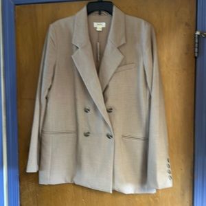 Maeve linen blend boyfriend jacket with pinstriped lining.  NWT.